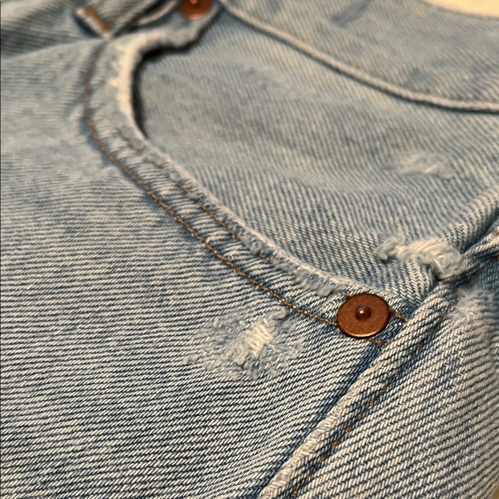 Madewell Relaxed Denim Shorts in Cedarcroft Light Blue Wash with Frayed Ends - Picture 4 of 16